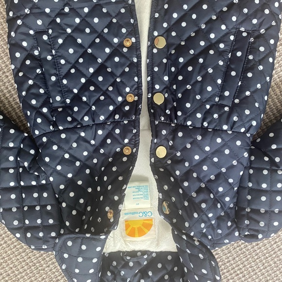 C&C California Navy Polka Dot Puffer Coat EUC 2T - Picture 6 of 12